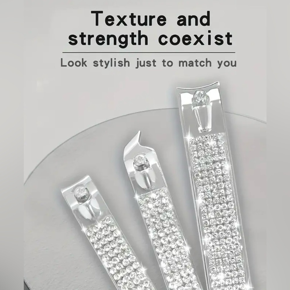 Nail Clipper 3pcs set W/Rhinestone Accent Storage~ Rhinestone Accent ⭐️🆕⭐️ - Picture 9 of 11